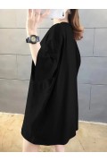 Kadın Tişört Penye Compack Baskılı Oversize Bisiklet Yaka T-shirt - Siyah
