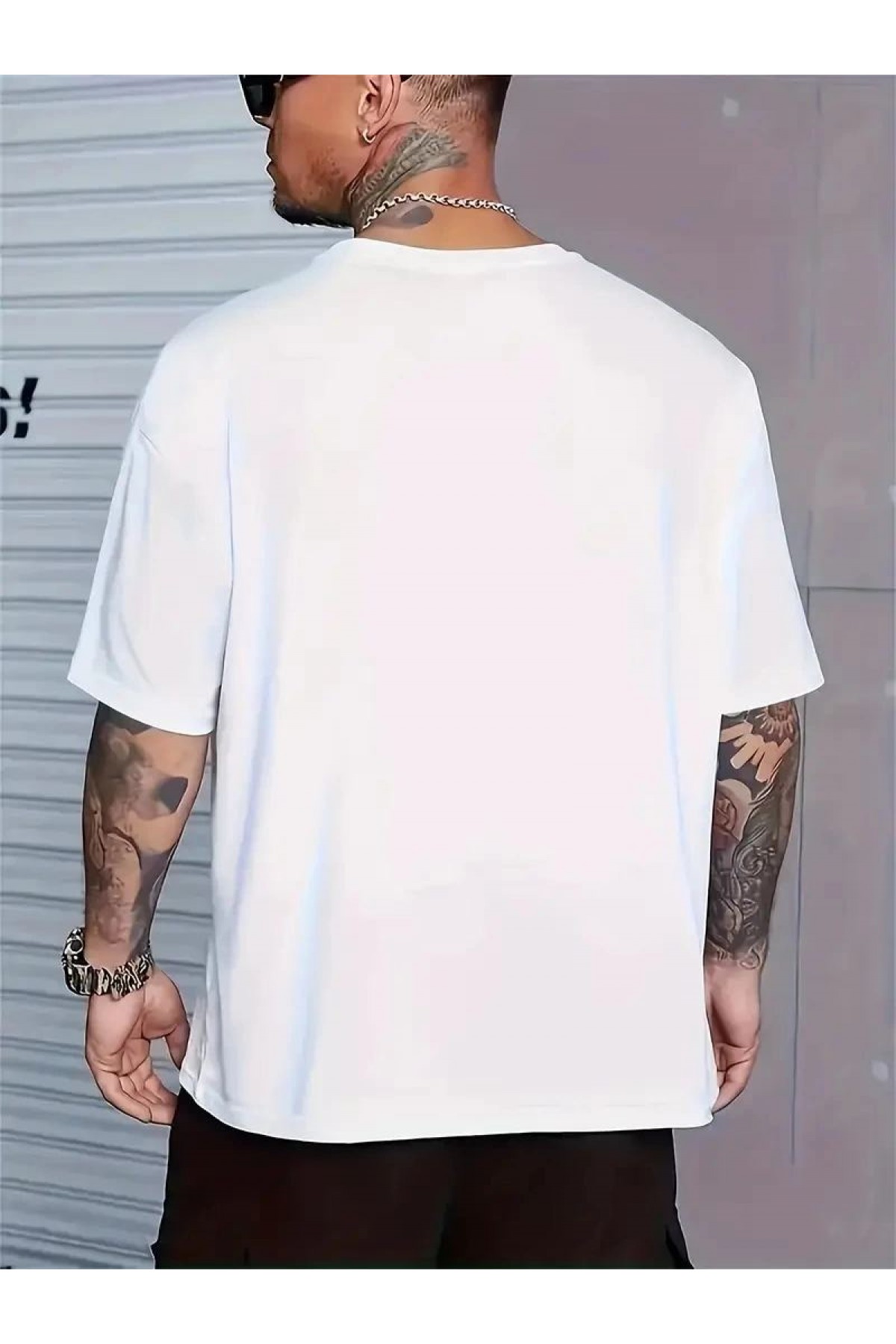 Erkek ANIMAL Baskılı Tişört Bisiklet YakaYazlık T-shirt - Beyaz