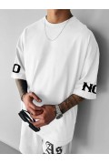 ERKEK T-Shirt  No Risk No Story Baskılı Bisiklet Yaka Tişört - Beyaz