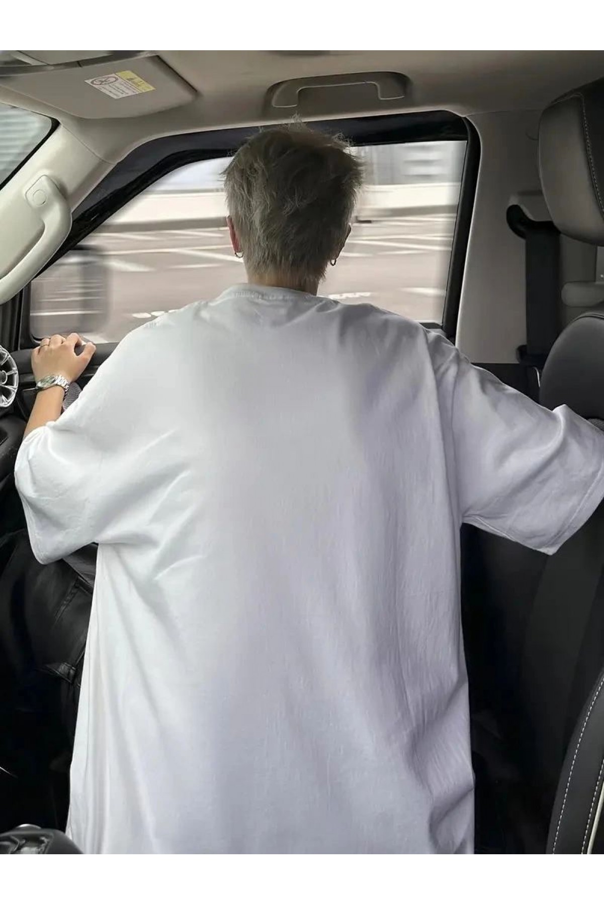 Erkek Kısa Kol Yazlık Tişört Bisiklet Yaka Baskılı Oversize T-Shirt - Beyaz