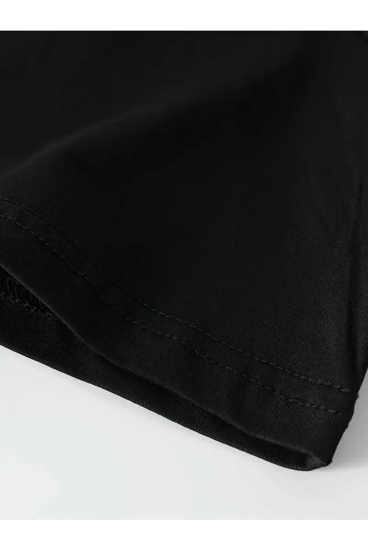 Erkek Kısa Kol Yazlık Tişört Bisiklet Yaka Baskılı Oversize T-Shirt - Siyah