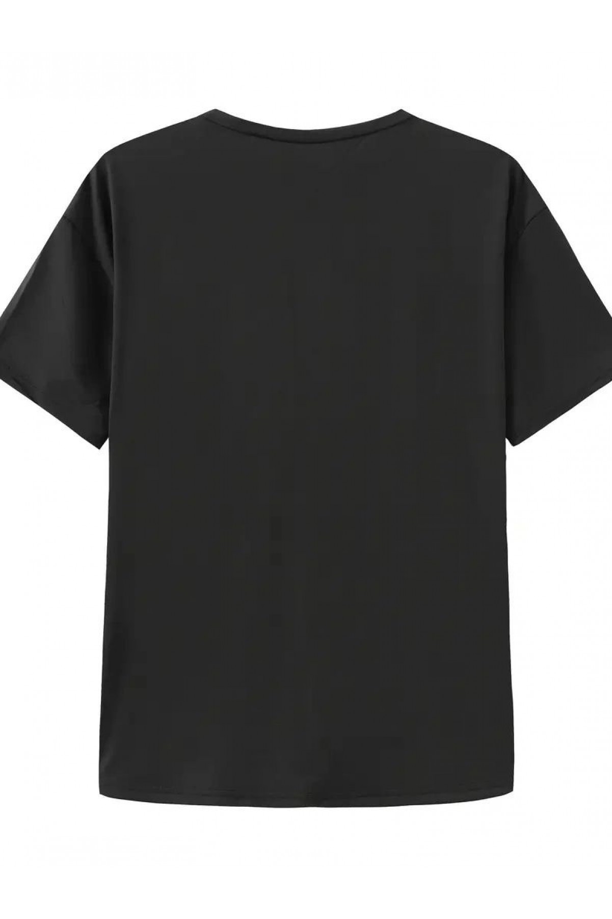 Kadın T-shirt Bisiklet Yaka Oversize Kısa Kollu Tişört - Siyah