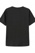 Kadın T-shirt Bisiklet Yaka Oversize Kısa Kollu Tişört - Siyah