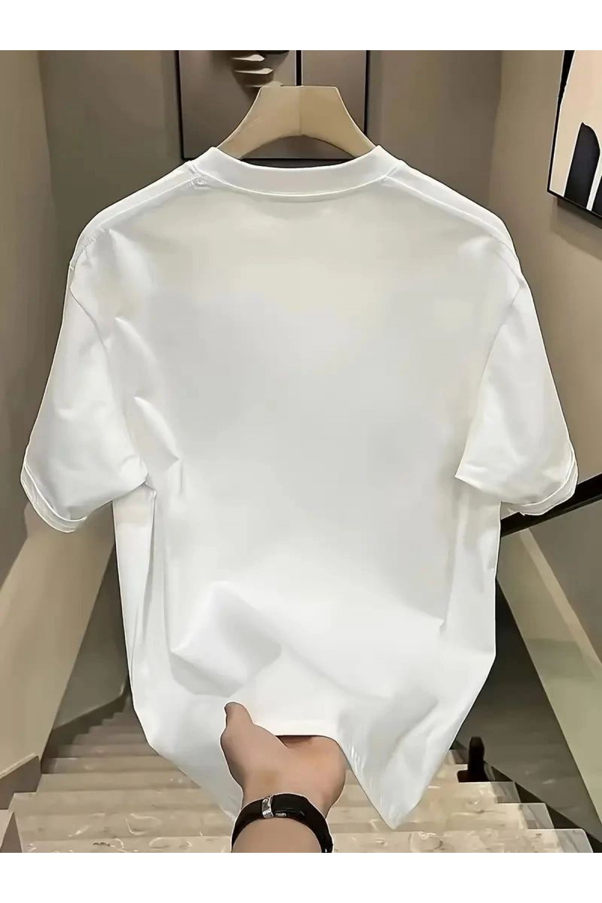 Kadın Kısa Kol Yazlık Tişört Bisiklet Yaka Baskılı Oversize T-Shirt - Beyaz