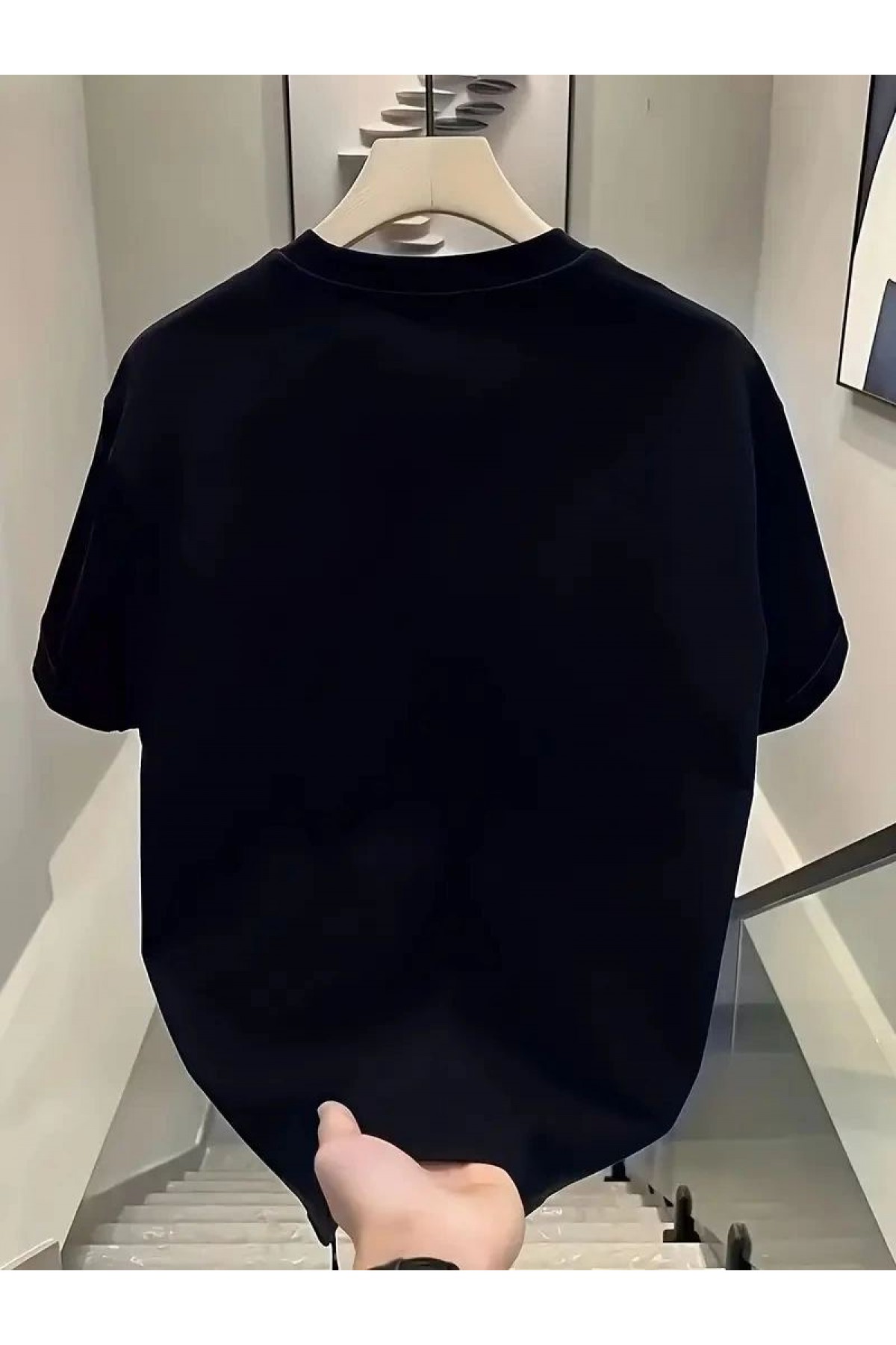 Kadın Kısa Kol Yazlık Tişört Bisiklet Yaka Baskılı Oversize T-Shirt - Siyah