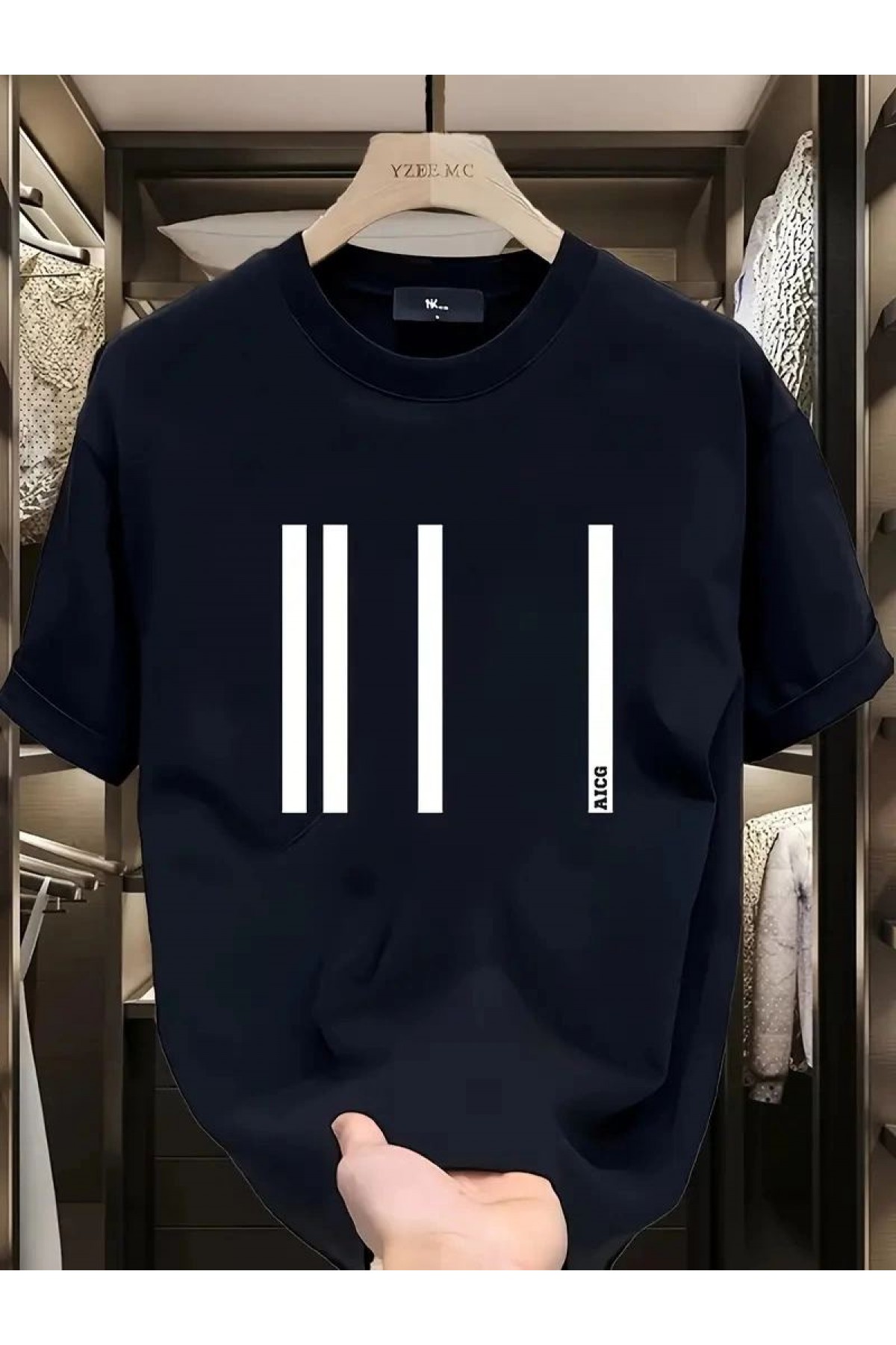 Kadın Kısa Kol Yazlık Tişört Bisiklet Yaka Baskılı Oversize T-Shirt - Siyah