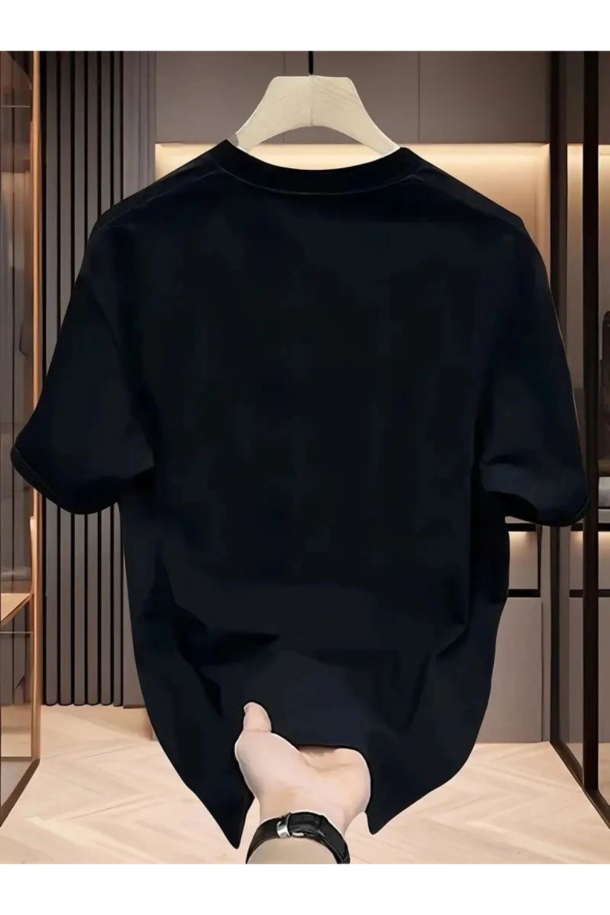 Kadın Kısa Kol Yazlık Tişört Bisiklet Yaka Baskılı Oversize T-Shirt - Siyah