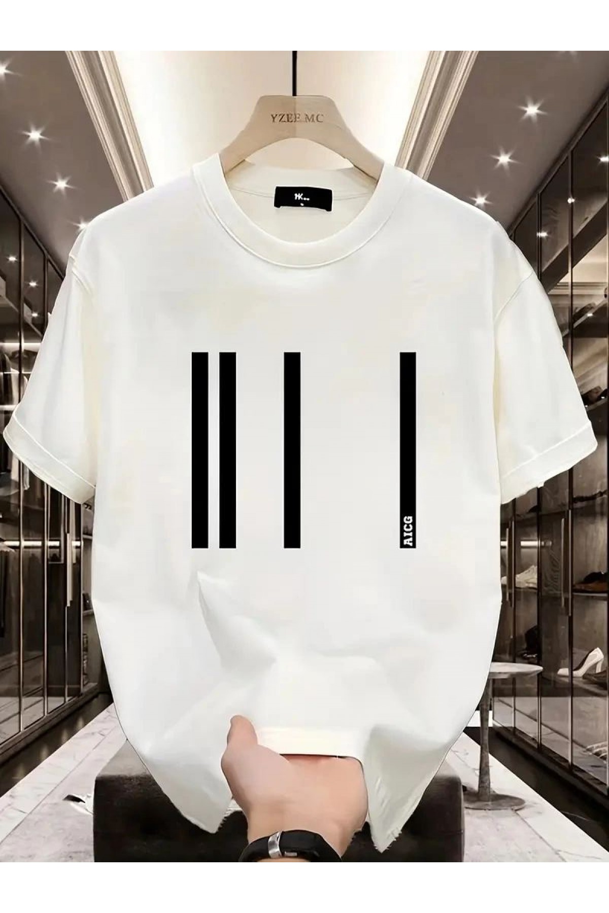 Kadın Kısa Kol Yazlık Tişört Bisiklet Yaka Baskılı Oversize T-Shirt - Beyaz