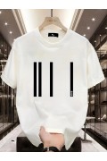 Kadın Kısa Kol Yazlık Tişört Bisiklet Yaka Baskılı Oversize T-Shirt - Beyaz