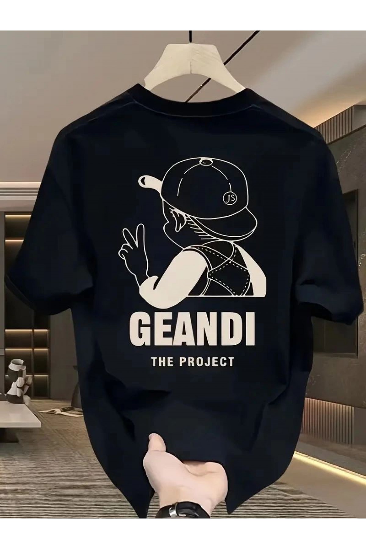 Kadın T-Shirt  "GANDHI The Project" Baskılı Kısa Kollu tişört - Siyah