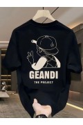 Kadın T-Shirt  "GANDHI The Project" Baskılı Kısa Kollu tişört - Siyah