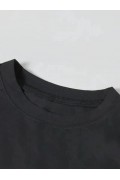 Kadın T-Shirt Ördek Baskılı Bisiklet Yakalı Kısa kol Tişört - Siyah