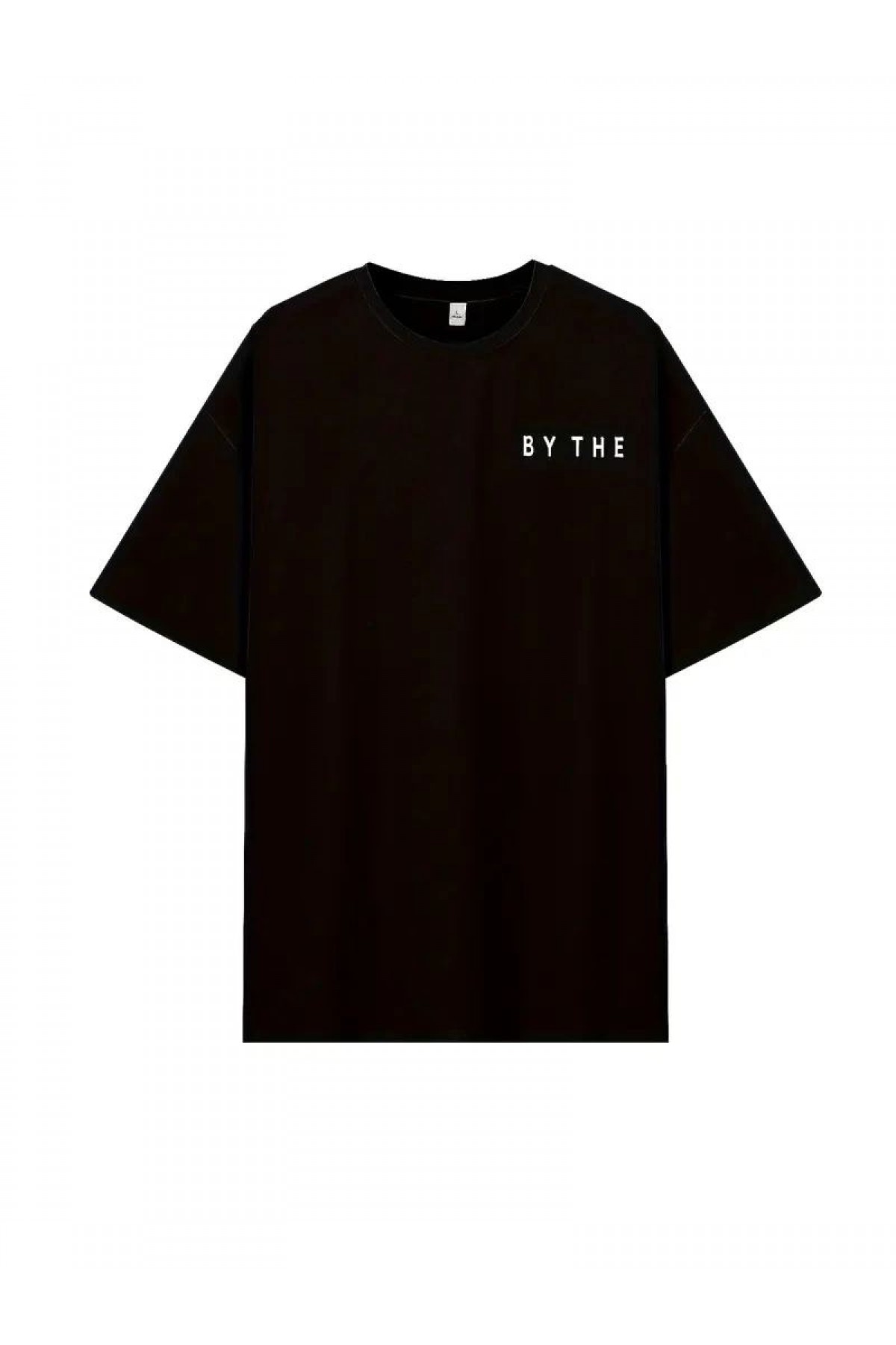 Kadın Kısa Kol Yazlık Tişört Bisiklet Yaka Okyanus Baskılı T-Shirt - Siyah