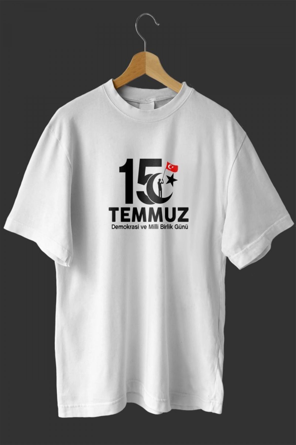 15 Temmuza Özel Tasarım Baskılı T-shirt - Beyaz