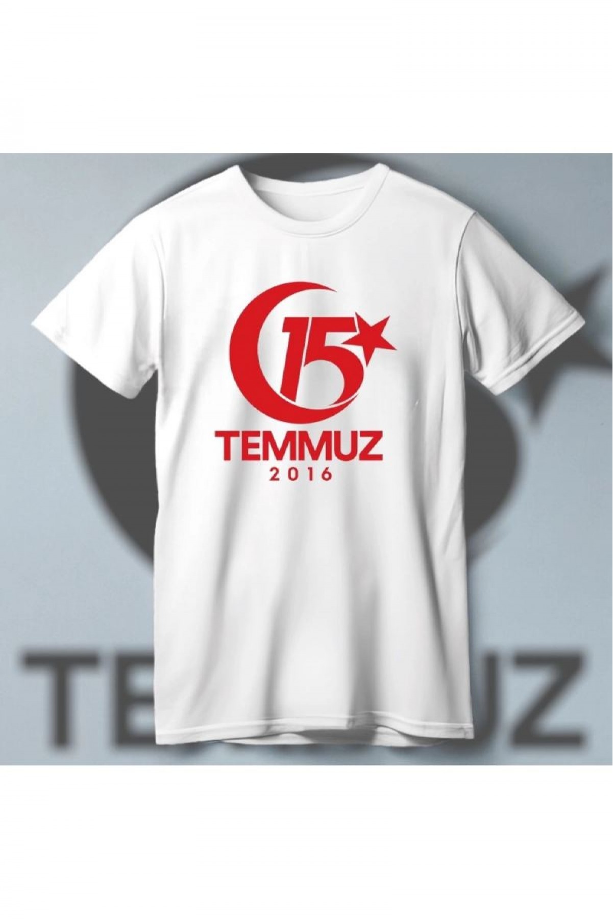 15 Temmuza Özel Tasarım 2016 Baskılı T-shirt - Beyaz