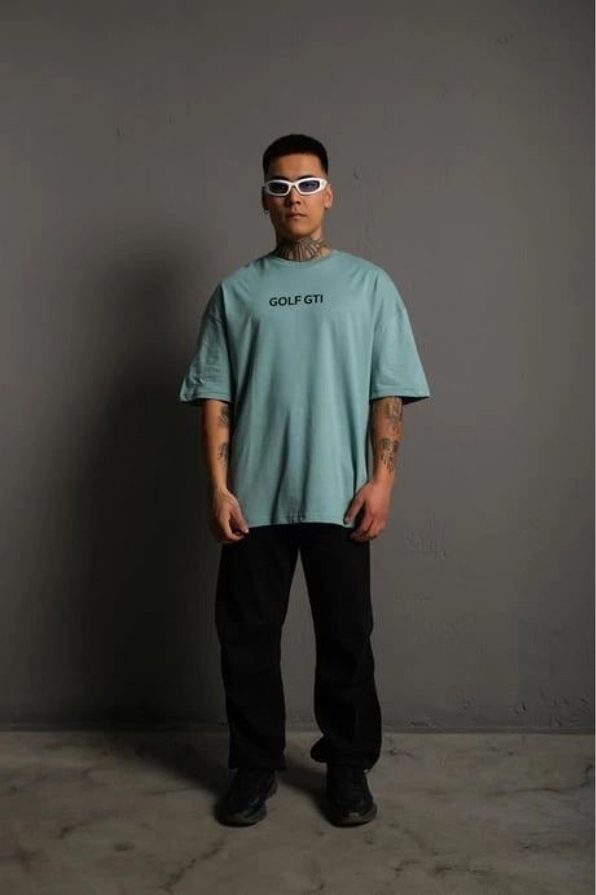Erkek Oversize Tişört Golf GTI Retro Araba Baskılı T-shirt - Mint Yeşili