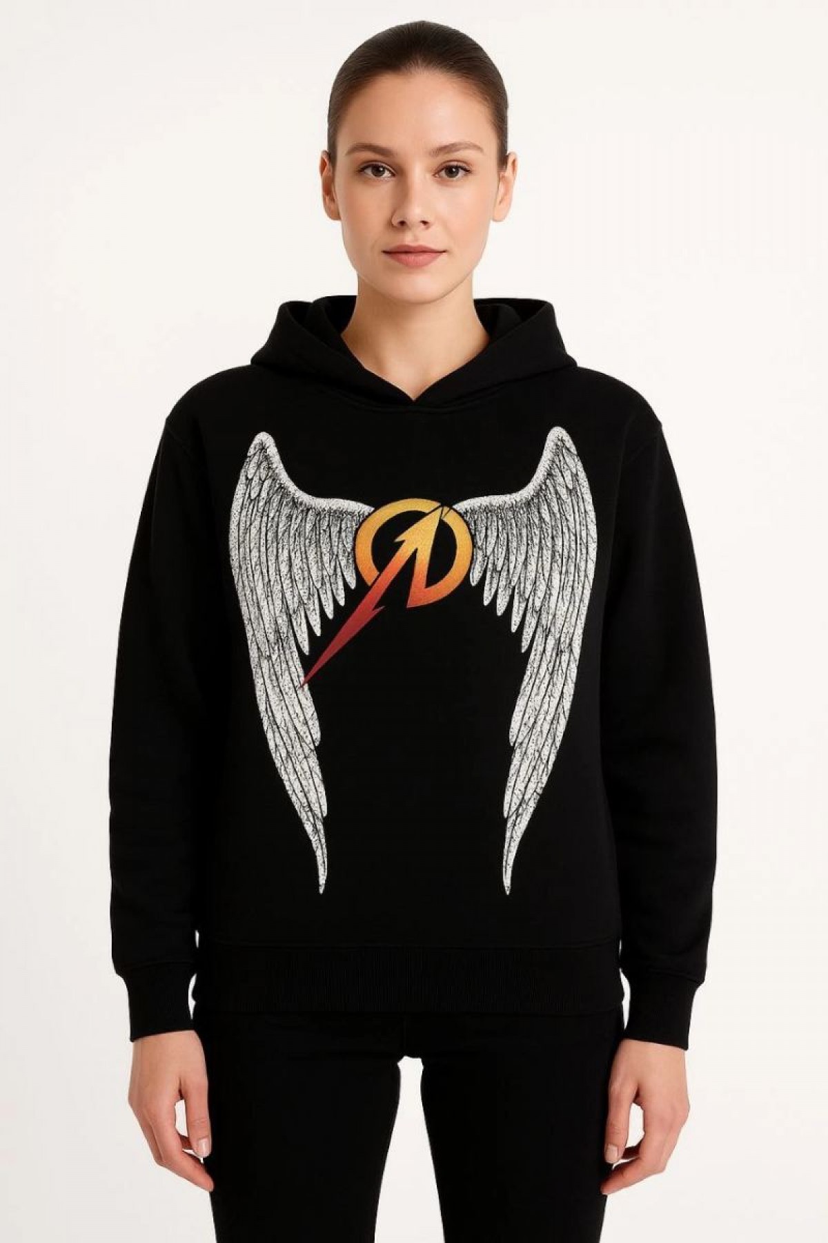 Metallica İki İplik Kapüşonlu Ön ve Arka Baskılı hoodie - Siyah