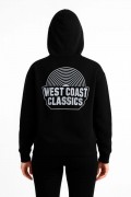 Kadın Oversize Kapüşonlu Cepli Baskılı 3 İplik Pamuklu Hoodie Sweatshirt - Siyah
