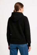 Kadın 3 İplik Pamuklu Kapüşonlu Kanguru Cepli Sweatshirt hoodie - Siyah
