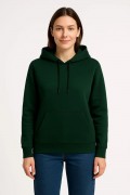 Kadın 3 İplik Pamuklu Kapüşonlu Kanguru Cepli Sweatshirt hoodie - Haki