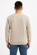Erkek 3 İplik Pamuklu Düz Bisiklet Yaka SweatShirt - Bej