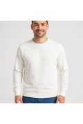 Erkek 3 İplik Pamuklu Düz Bisiklet Yaka SweatShirt - Beyaz