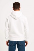 Erkek 3 İplik Pamuklu Kapüşonlu Kanguru Cepli SweatShirt hoodie - Beyaz