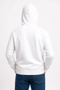 Erkek 3 İplik Pamuklu Kapüşonlu Kanguru Cepli SweatShirt hoodie - Beyaz
