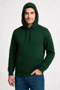 Erkek 3 İplik Pamuklu Kapüşonlu Kanguru Cepli SweatShirt hoodie - Haki