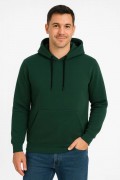 Erkek 3 İplik Pamuklu Kapüşonlu Kanguru Cepli SweatShirt hoodie - Haki
