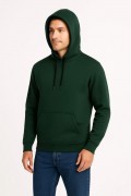Erkek 3 İplik Pamuklu Kapüşonlu Kanguru Cepli SweatShirt hoodie - Haki