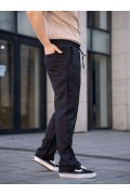 Erkek Keten Cepli Çıma Dikişli jogger Buggy Pantalon Rahat kalıp - Siyah