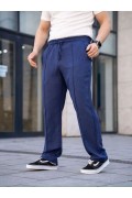 Erkek Keten Cepli Çıma Dikişli jogger Buggy Pantalon Rahat kalıp - Lacivert