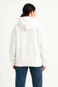 Kadın Samuray Ninja Çift Kapüşonlu Maske Detaylı 3 İplik Hoodie - Beyaz