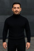 Erkek Fitilli Kazak Tam Boğazlı Balıkçı Yaka Triko 3'lü Set Beyaz-Gri-Siyah