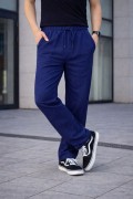 Erkek Keten Cepli Çıma Dikişli jogger Buggy Pantalon Rahat kalıp - Lacivert