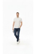 Erkek Polo Yaka Düğmeli Pike Kumaş Tişört Regular Fit Kısa Kol T-Shirt - Beyaz