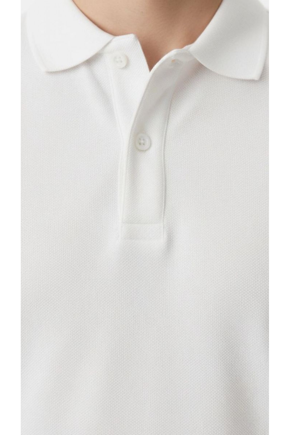 Erkek Polo Yaka Düğmeli Pike Kumaş Tişört Regular Fit Kısa Kol T-Shirt - Beyaz