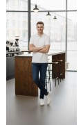 Erkek Polo Yaka Düğmeli Pike Kumaş Tişört Regular Fit Kısa Kol T-Shirt - Beyaz
