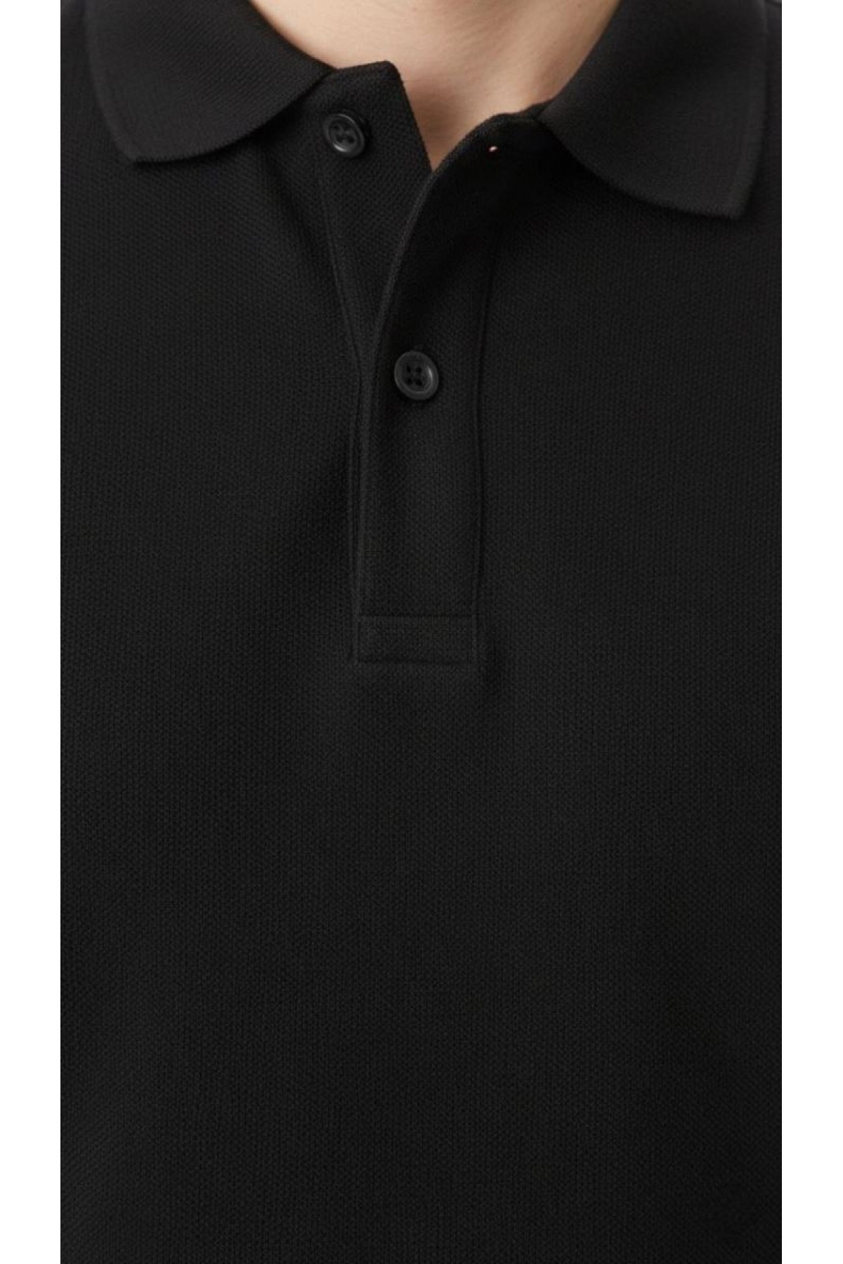 Erkek Polo Yaka Düğmeli Pike Kumaş Tişört Regular Fit Kısa Kol T-Shirt - Siyah