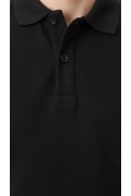 Erkek Polo Yaka Düğmeli Pike Kumaş Tişört Regular Fit Kısa Kol T-Shirt - Siyah