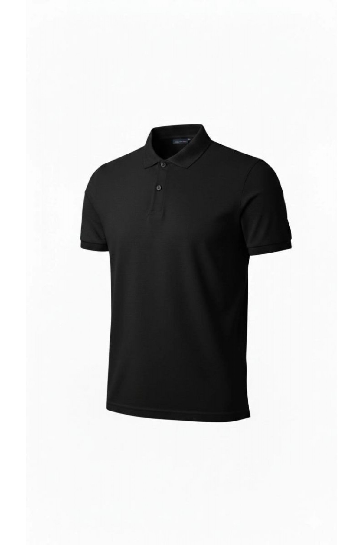 Erkek Polo Yaka Düğmeli Pike Kumaş Tişört Regular Fit Kısa Kol T-Shirt - Siyah