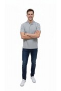 Erkek Polo Yaka Düğmeli Pike Kumaş Tişört Regular Fit Kısa Kol T-Shirt - Gri