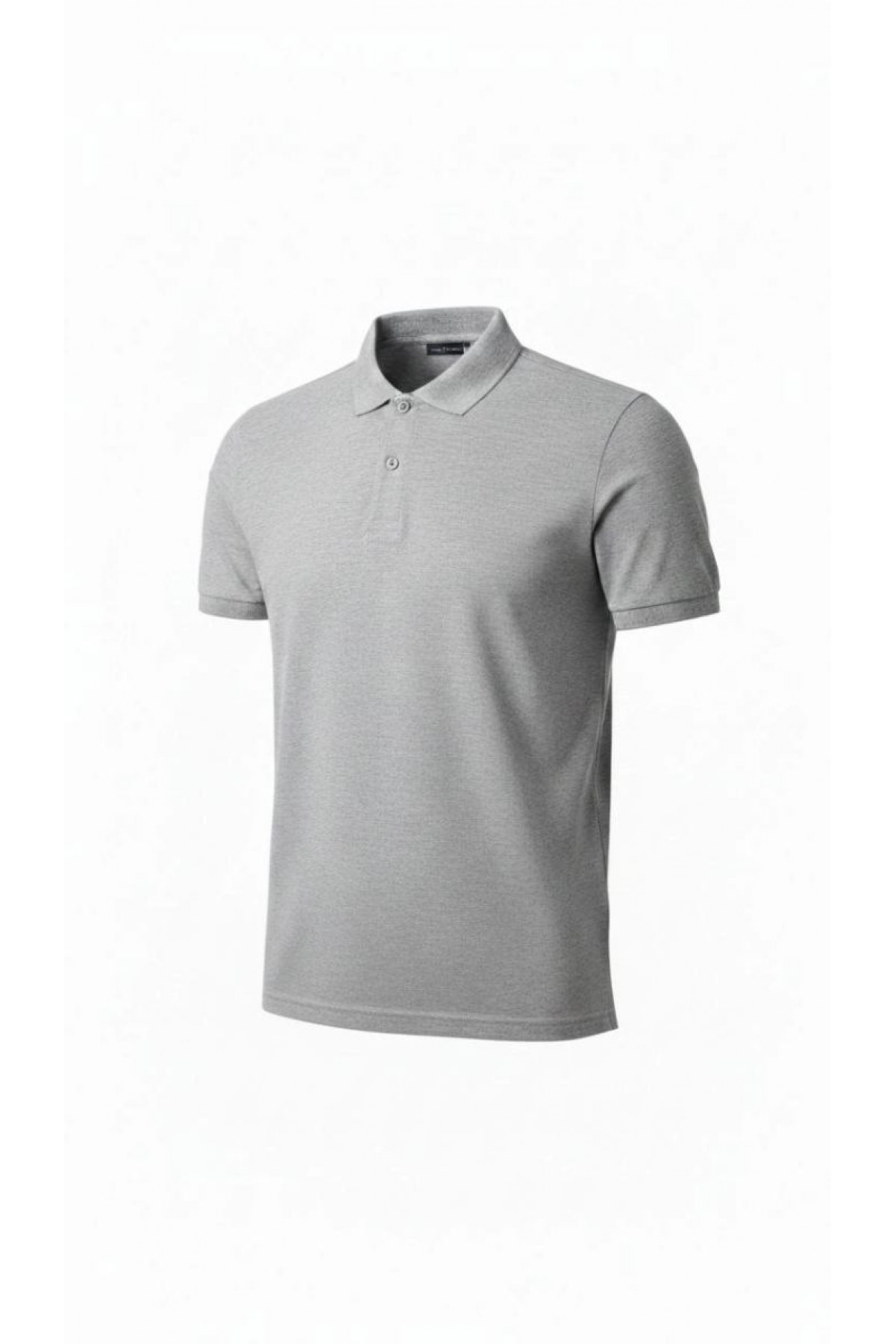 Erkek Polo Yaka Düğmeli Pike Kumaş Tişört Regular Fit Kısa Kol T-Shirt - Gri