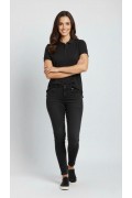 Kadın Polo Yaka Tişört Pike Kumaş Kısa Kol Regular Fit Yazlık T-Shirt - Siyah