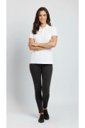 Kadın Polo Yaka Tişört Pike Kumaş Kısa Kol Regular Fit Yazlık T-Shirt - Beyaz