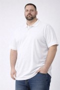 Erkek Polo Yaka Düğmeli Tişört Pike Kumaş Battal Beden Kısa Kol T-Shirt - Beyaz