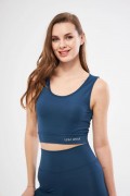 Kolsuz Sporcu Baskılı Crop - Turkuaz