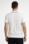 Erkek Yazlık Dokuma Triko Tişört Fermuarlı Polo Yaka Kısa Kol T-Shirt - Beyaz