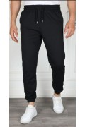 Erkek Jogger Eşofman Altı Cepli, Paça Lastikli , Spor Pantolon - Siyah